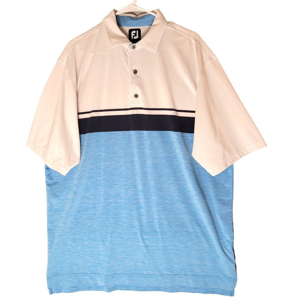 FootJoy FJ Polo Shirt Mens XL Blue Performance Short Sleeve Golfer Logo Outdoor